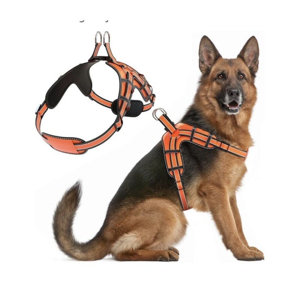 Dog Harness for XLarge Dogs Back D-Ring Control No Choking Orange Padded NEW